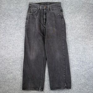 Vintage Levis 565 Jeans Womens 28x28 Black Wide Leg Baggy Denim Made in USA 90s